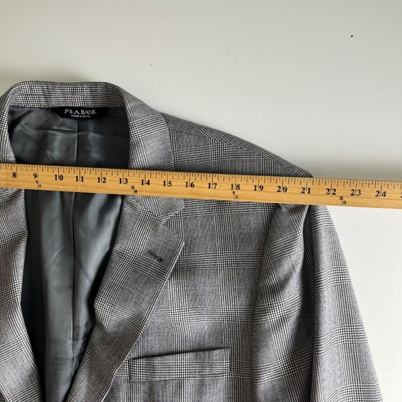 Jos A Bank Signature Black & White Glencheck Blazer Suit Jacket Mens 46R Wool - Picture 6 of 11